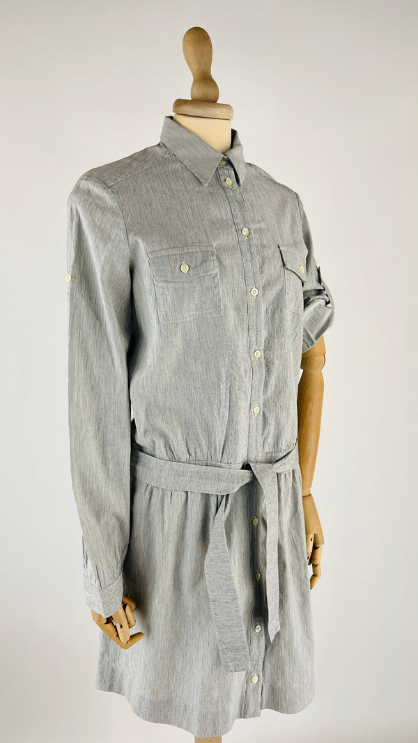 Chemisier a righe in cotone-lino