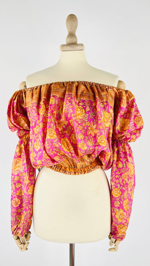 Blusa stampata con arriccio