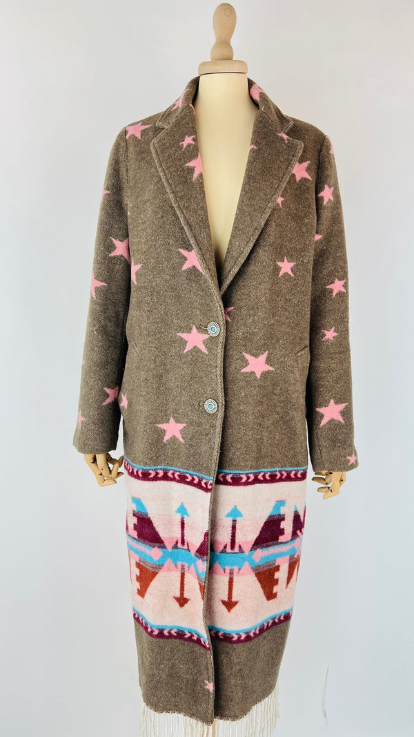 Cappotto lungo stelle e frange