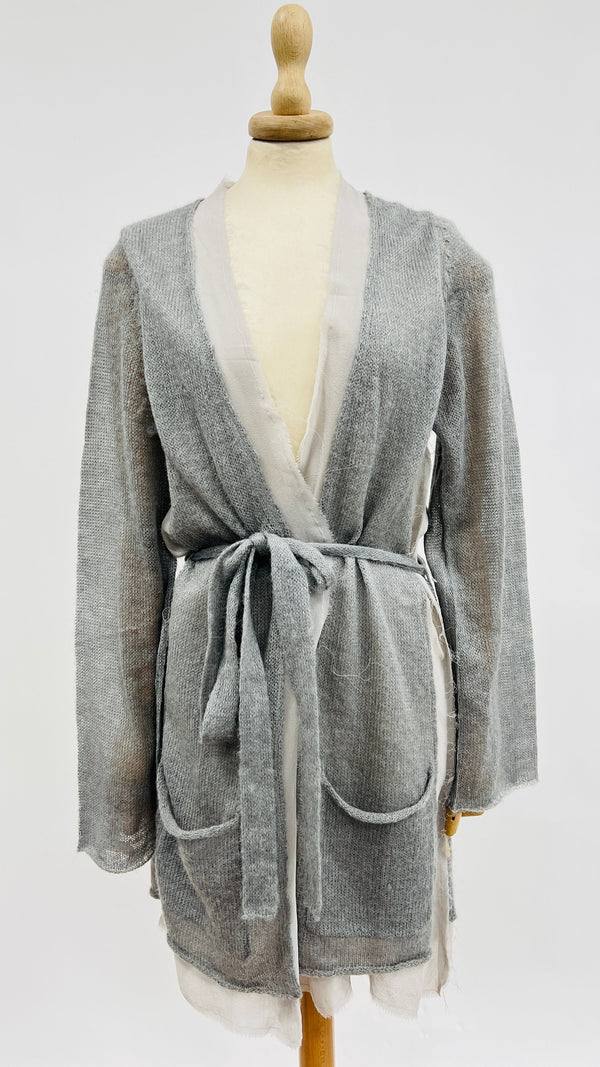 Cardigan lungo doppio tessuto