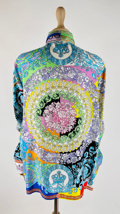 Camicia in seta con rose