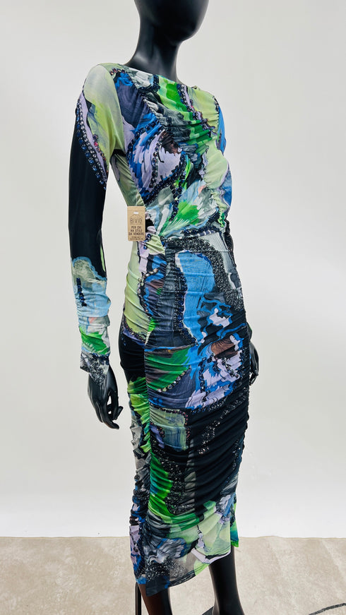 Abito midi drappeggiato