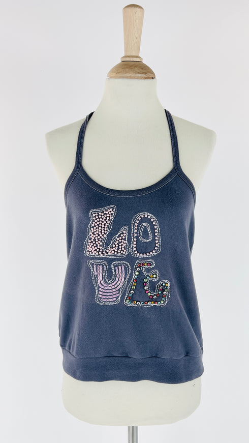 Tank top LOVE con appliqués