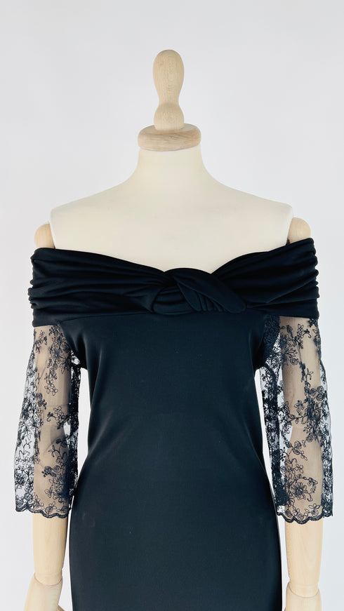 Abito vintage off-shoulder con pizzo