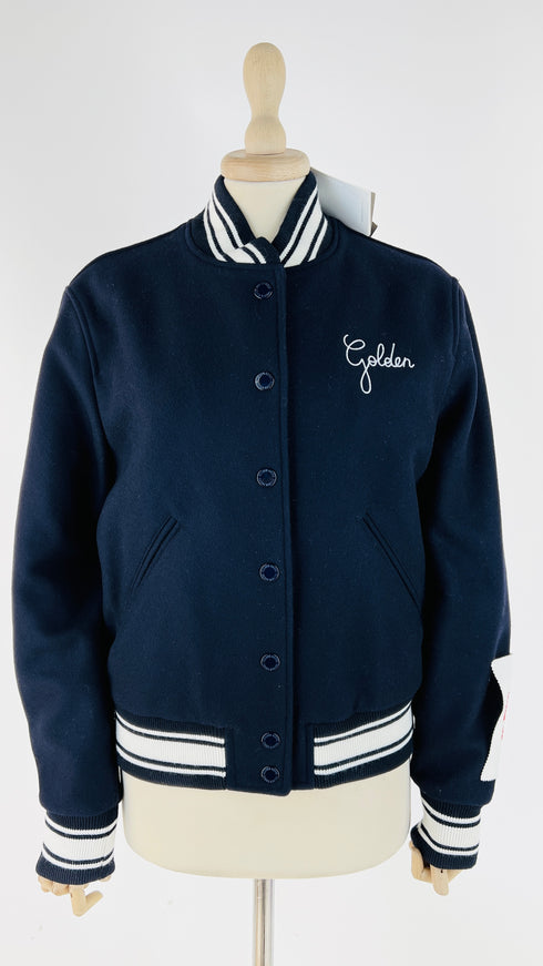 Bomber blu navy dettagli bianchi