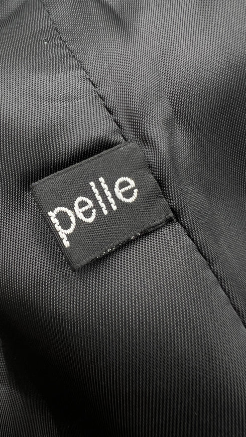 Giacca in pelle nera stampata