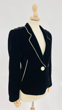 Blazer nero con bordatura verde menta GIORGIO ARMANI
