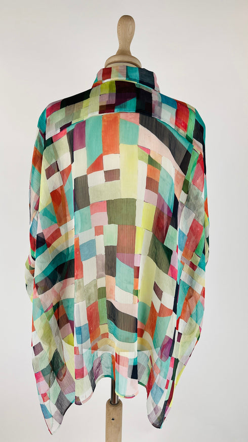 Camicia stampa mosaico multicolor