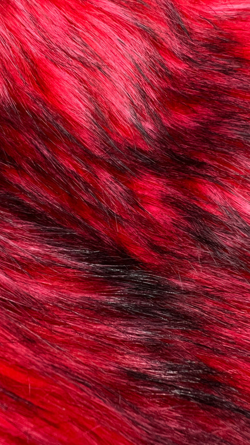 Giacca faux fur rosso nero con cartellino