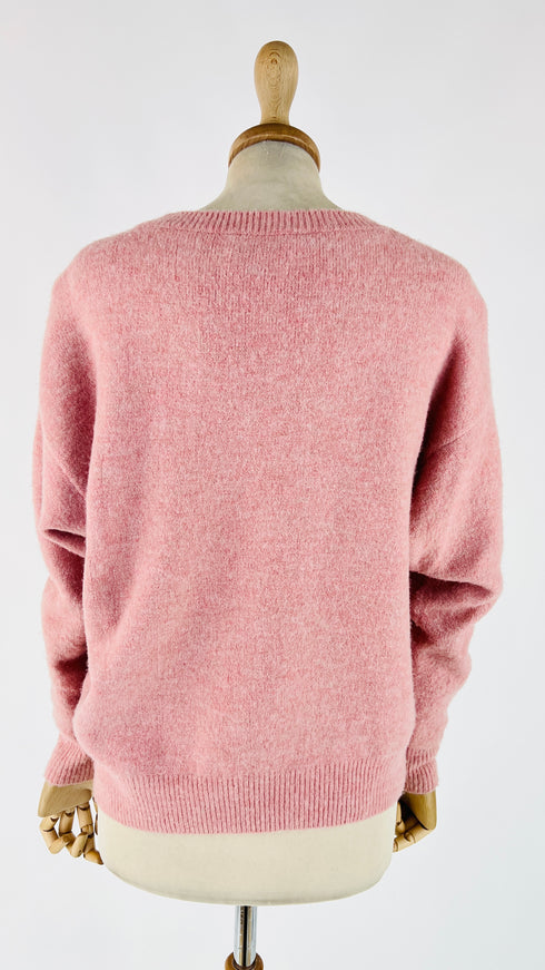 Maglione girocollo rosa melange