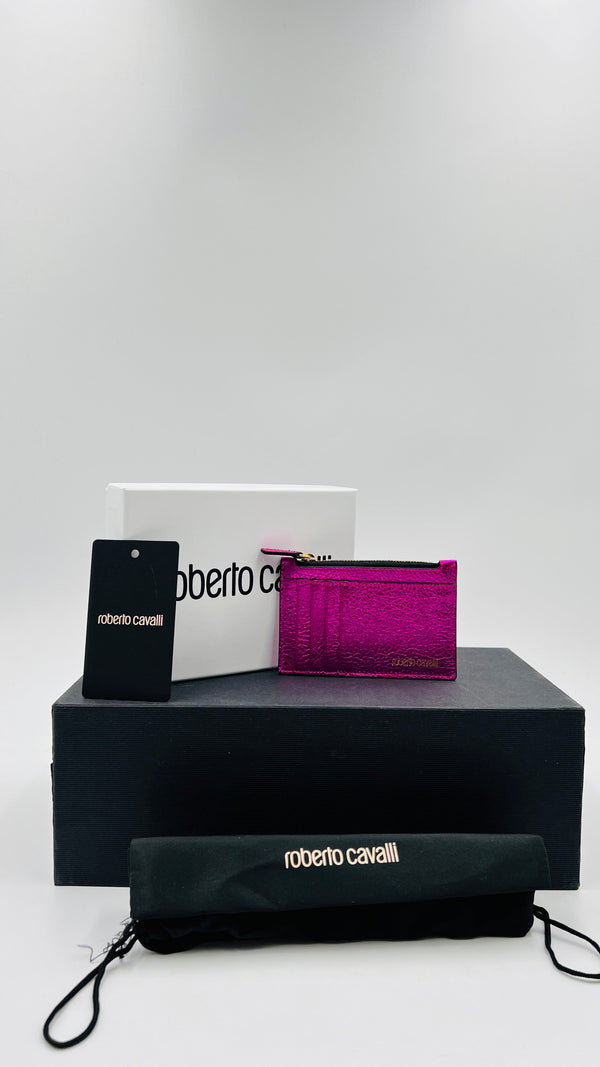 Porta carte pelle fuchsia cartellino