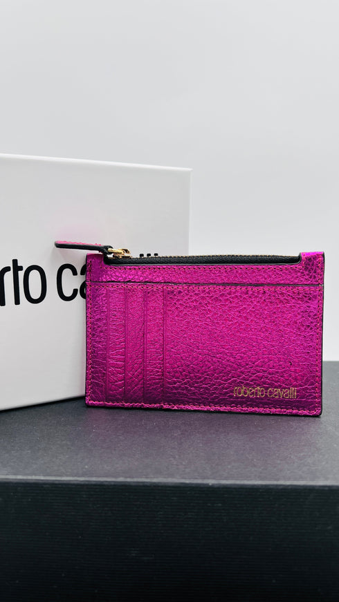 Porta carte pelle fuchsia cartellino