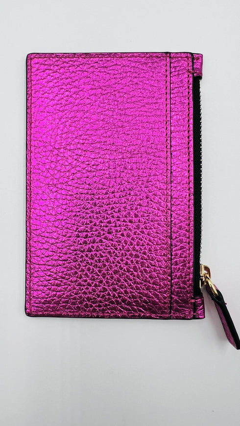 Porta carte pelle fuchsia cartellino