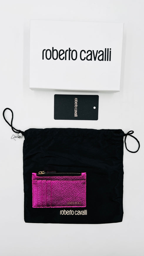 Porta carte pelle fuchsia cartellino