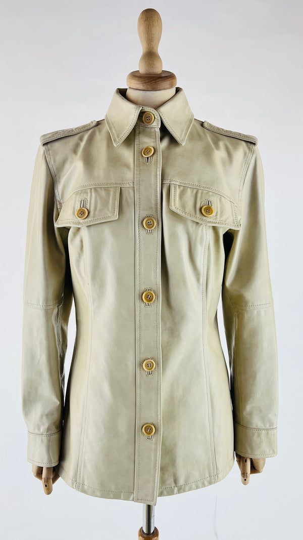 Giacca-camicia in pelle