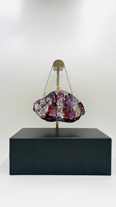 Clutch in paillettes con tracolla