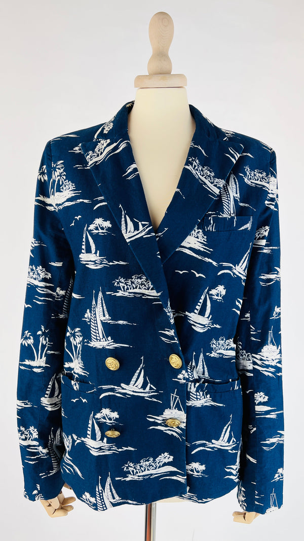Blazer cotone motivo tropicale