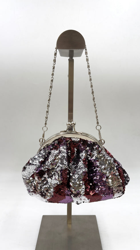 Clutch in paillettes con tracolla