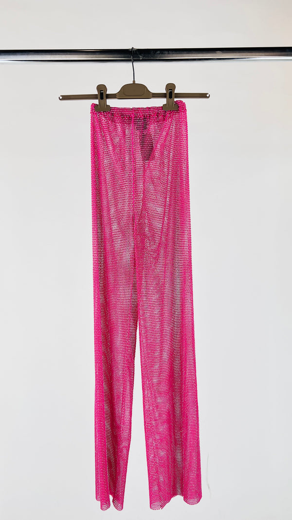 Pantaloni dritti con strass