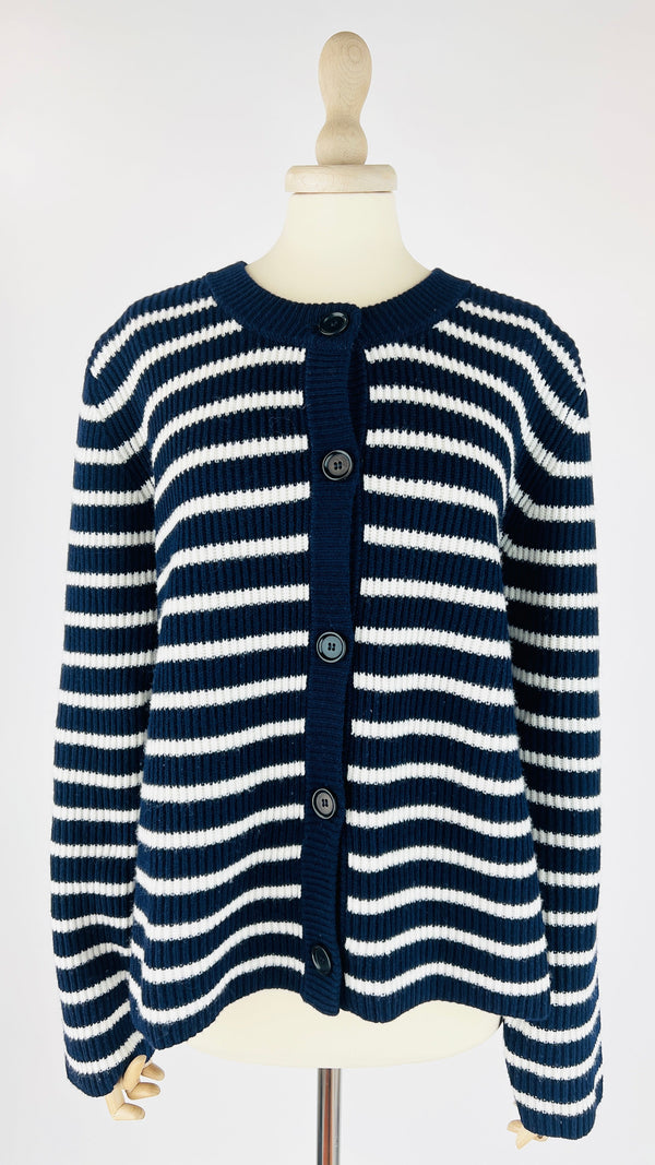 Cardigan girocollo a righe