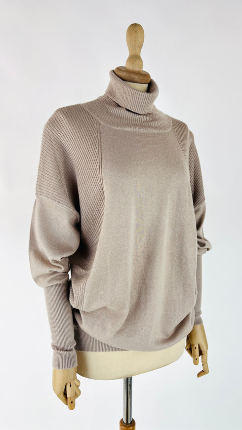 Maglia collo alto in seta e cashmere