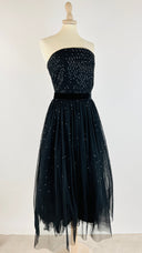 Abito nero midi in tulle e paillettes Luisa Spagnoli