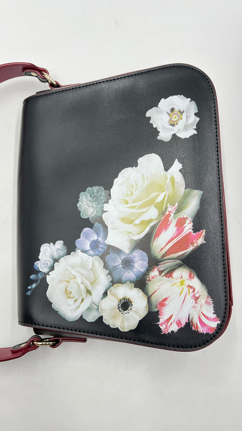 Borsa a spalla con fiori dipinti