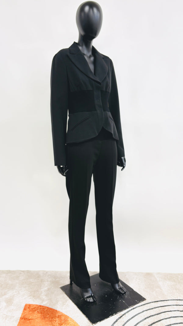 Completo nero inserti in costina