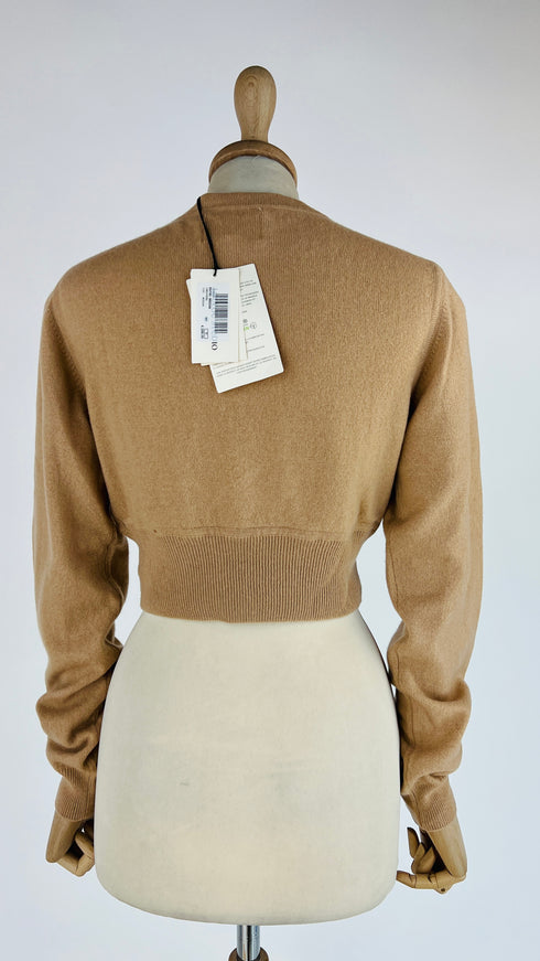 Cardigan cropped con cartellino