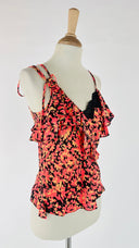 Top scollo incrociato volant con merletto MAYLE