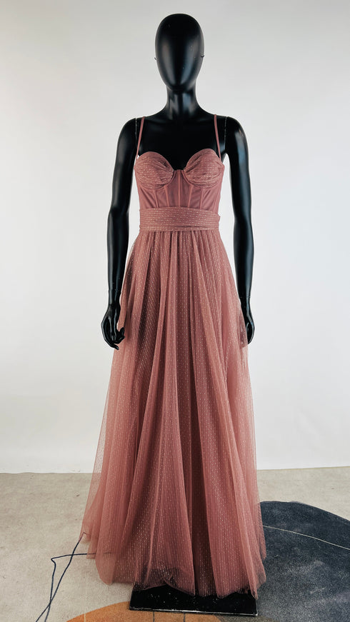 Abito lungo in tulle rosa