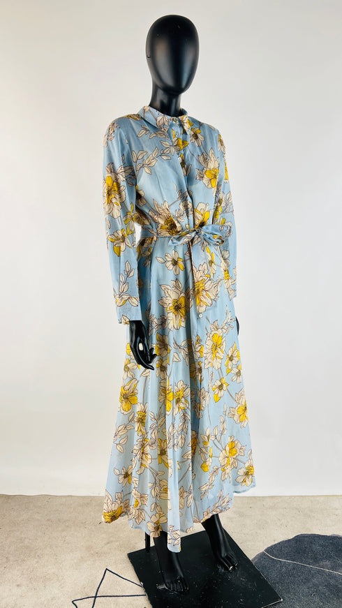 Chemisier lungo in cotone a fiori