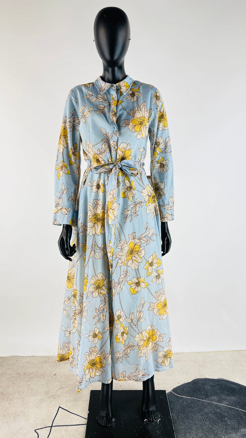 Chemisier lungo in cotone a fiori