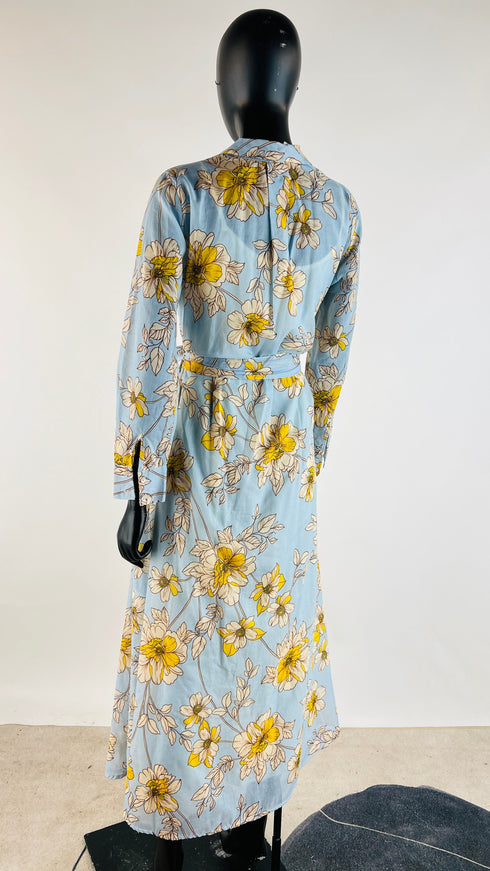 Chemisier lungo in cotone a fiori