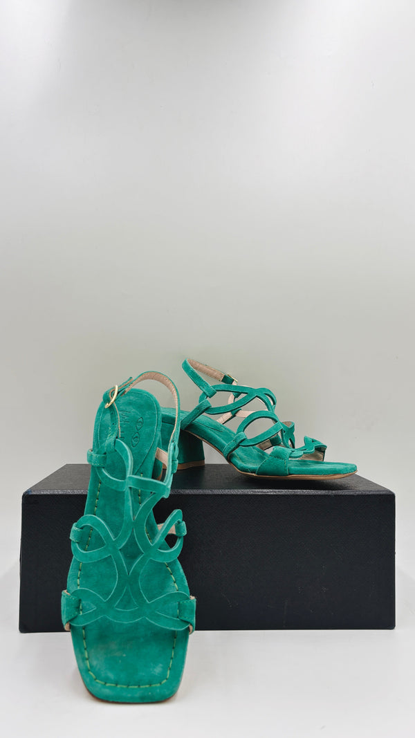 Sandalo in suede verde N.35/36/40/42