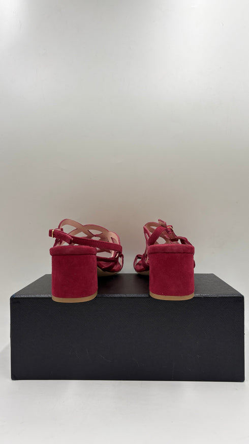 Sandalo in suede bordeaux N.42