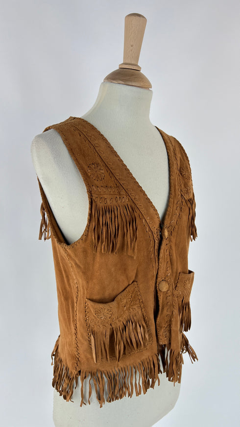 Gilet in suede con ricami