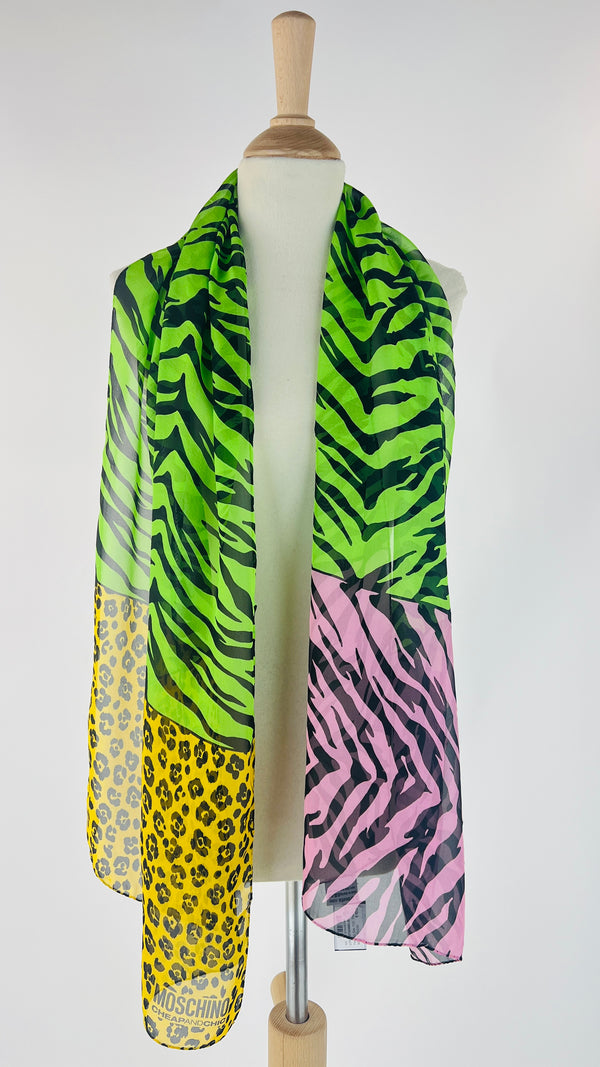 Foulard in seta animalier con cartellino