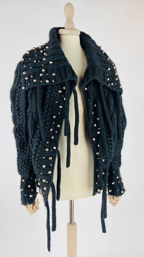 Cardigan lana-mohair con perline