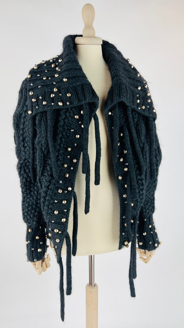 Cardigan lana-mohair con perline