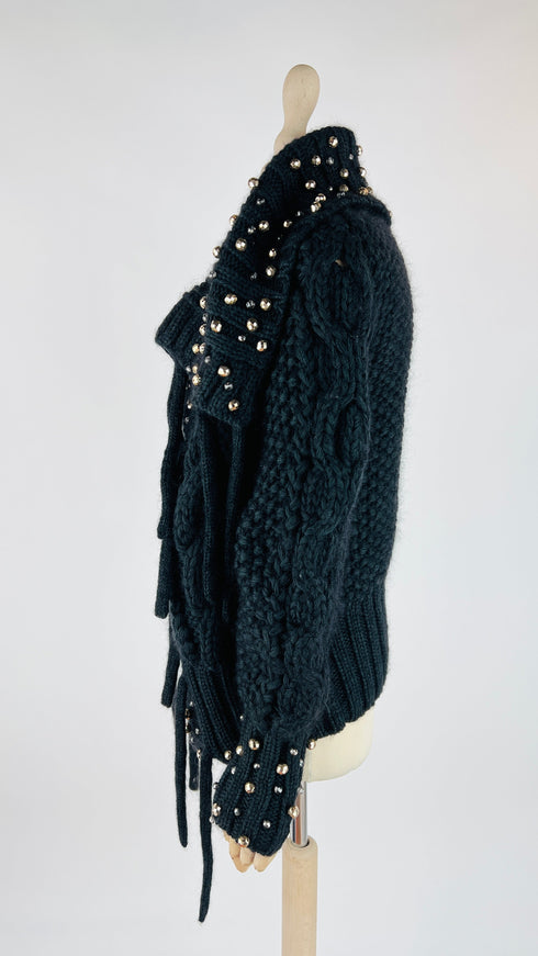 Cardigan lana-mohair con perline