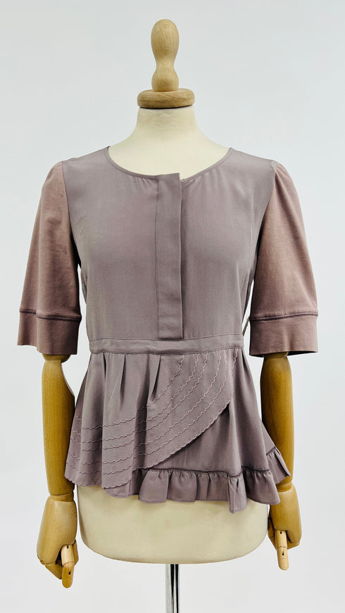 Blusa in seta a balze
