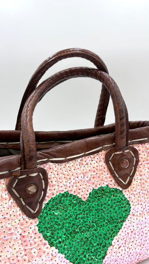 Borsa con paillettes a cuore