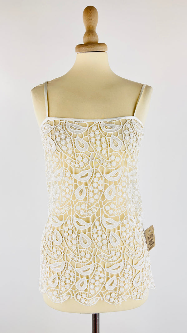 Canotta in pizzo bianco