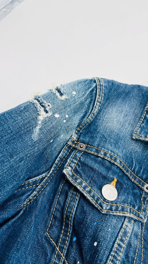 Giacca cropped in denim
