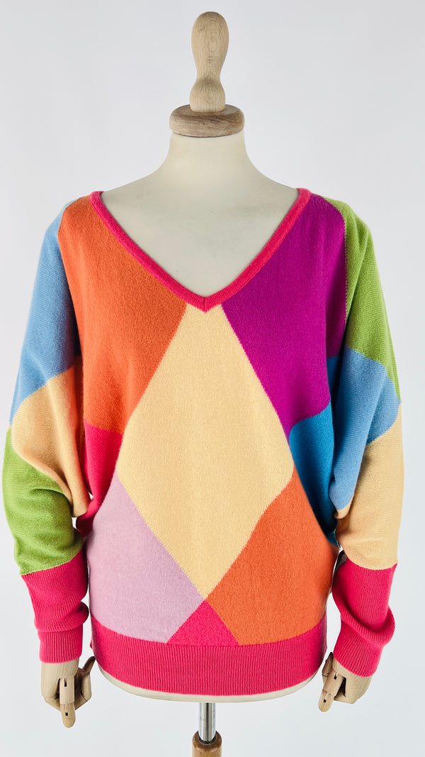 Maglia rombi color block con cartellino