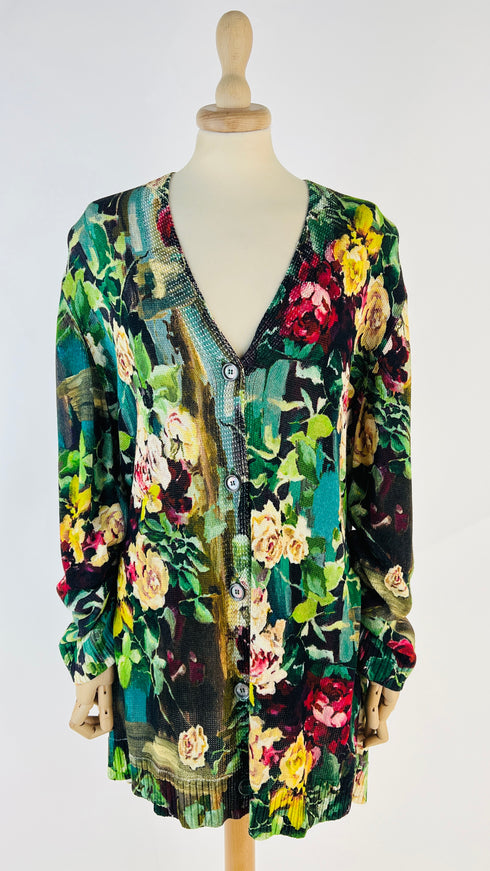 Cardigan lungo stampa floreale