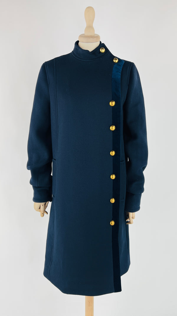 Cappotto blu bottoni oro