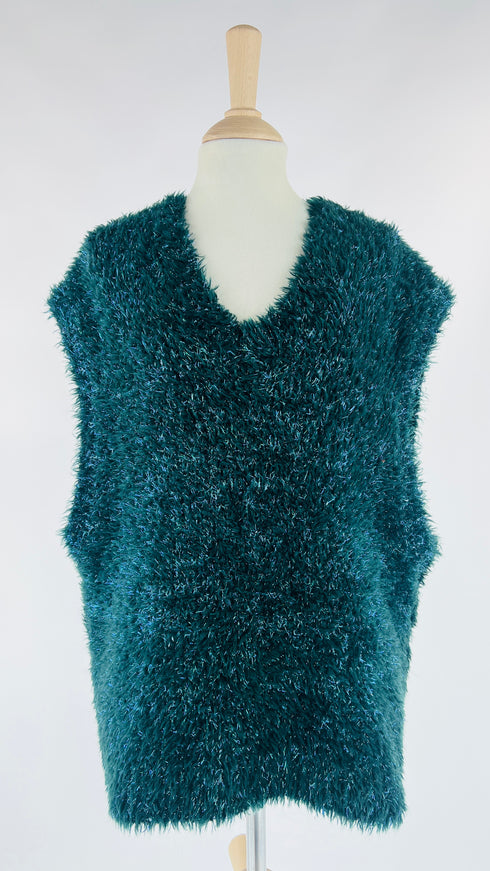 Gilet faux fur con lurex