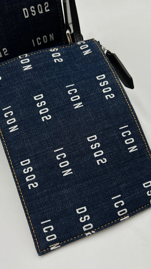 Borsa a mano in denim logato